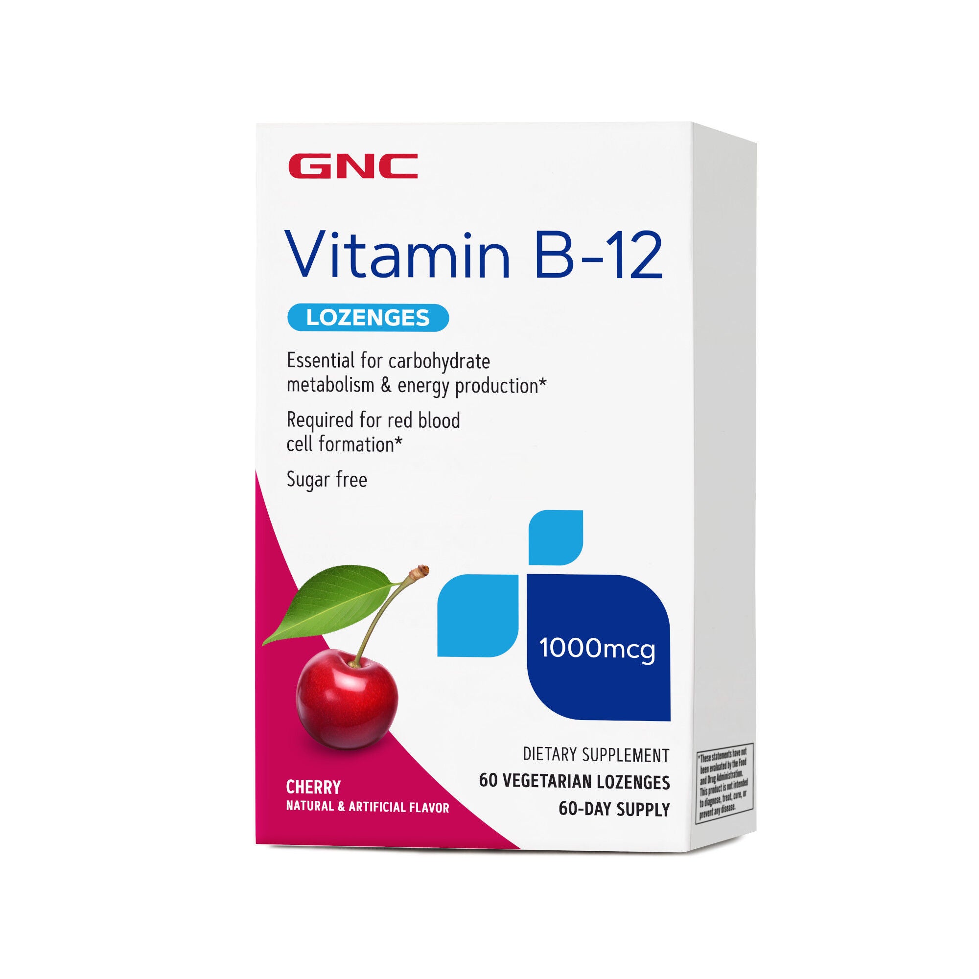 Vitamin B-12 1000 mcg Lozenges - Cherry - 60 Lozenges (60 Servings) | GNC